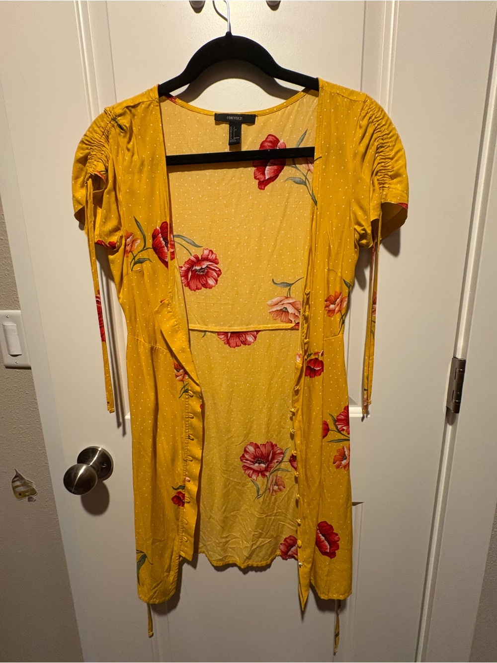 Forever 21 Mustard Yellow Floral Button-Front Dress